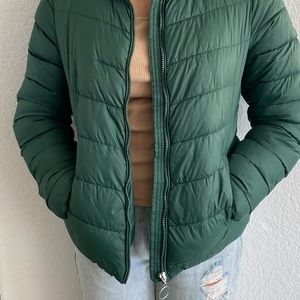 Green puffer jacket